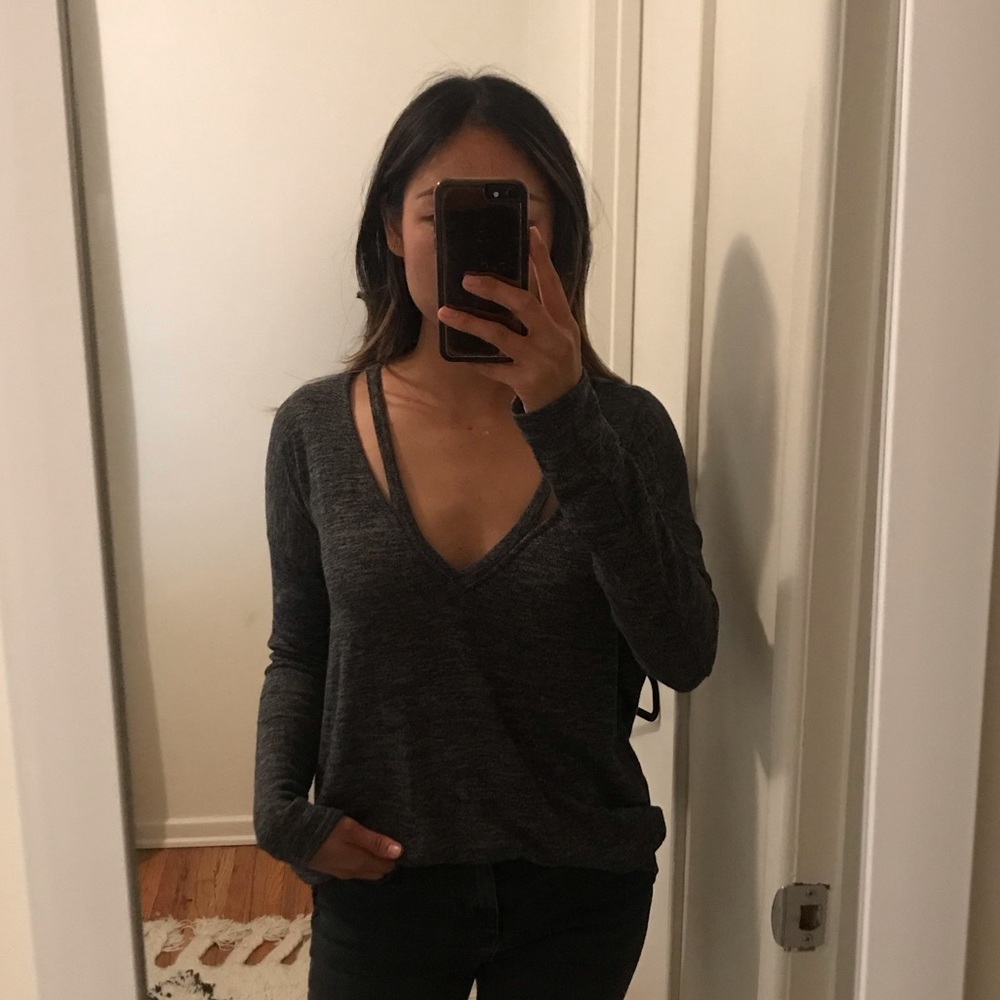 Urban Outfitters Heathered Cutout Sweater